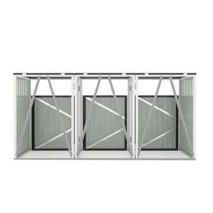 English Elm Garbage Bin Shed Galvanized Steel Enclosure Fits Three Cans with Lockable Waterproof Lid Dark Gray W1598P357716