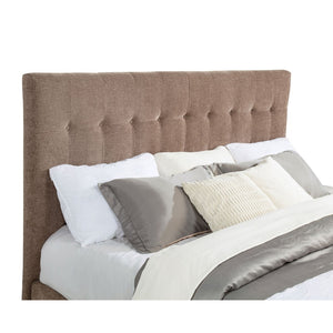 English Elm Crombie Tufted Brown Upholstered King Bed with Flame Visualizer and Bluetooth Speaker B062S01664