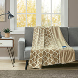 Beautyrest Heated Ogee Casual Throw BR54-0540 Tan