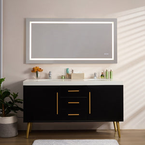 English Elm 60x30inch LED Bathroom Mirror with RGB Gradient, 3000-6000K Dimmable, Anti-Fog IP54, UL-Certified Mountable W2091P338771