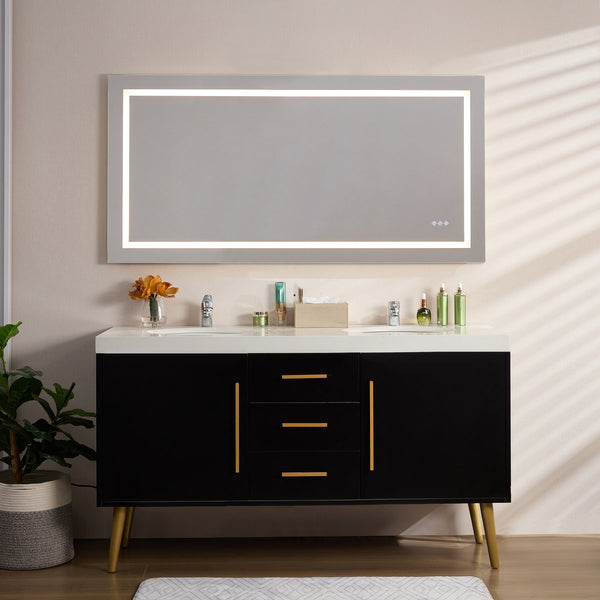 English Elm 60x30inch LED Bathroom Mirror with RGB Gradient, 3000-6000K Dimmable, Anti-Fog IP54, UL-Certified Mountable W2091P338771
