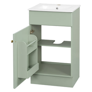 English Elm [video] Compact Sage Green Bathroom Vanity with Ceramic Sink Soft Close Cabinet N759P237932G