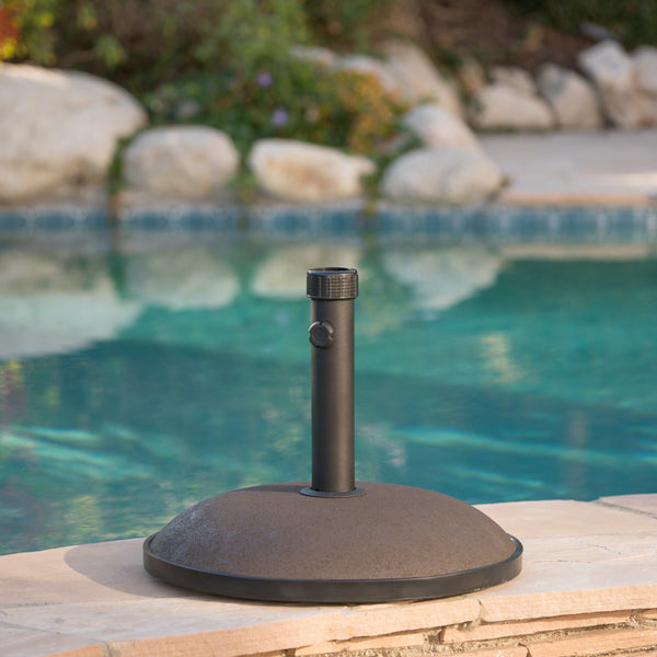 English Elm Christopher Knight Home® - UM-HOLDER Concrete 66 lb Umbrella Base Brown with Iron Support Pole, Fits Up to 10ft Umbrellas, Durable 54793.00BRN
