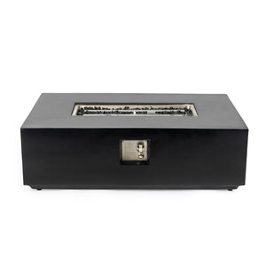 English Elm Concrete 48-Inch Rectangular Fire Pit Table with 50,000 BTU, Fiber Concrete Durability & Cover Included Charcoal B120P410178