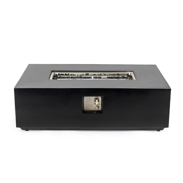 English Elm Concrete 48-Inch Rectangular Fire Pit Table with 50,000 BTU, Fiber Concrete Durability & Cover Included Charcoal B120P410178