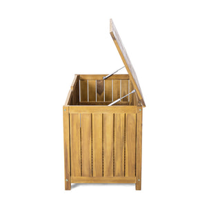 English Elm Christopher Knight Home® - Portside Teak 100-Gallon Acacia Wood Deck Box with Louvered Panels, Weather-Resistant Storage Bench N775P175344T