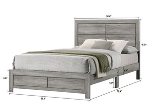 English Elm 1pc Full Size Rustic Platform Bed with Clean-Lined Headboard, Durable Wood Grain Finish, Easy Assembly Gray 59.45 L x 28.35 W x 5.31 H B2741P333944