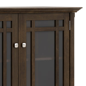 English Elm Bedford Solid Wood Buffet Cabinet with Glass Doors and Brushed Nickel Hardware B136P436037