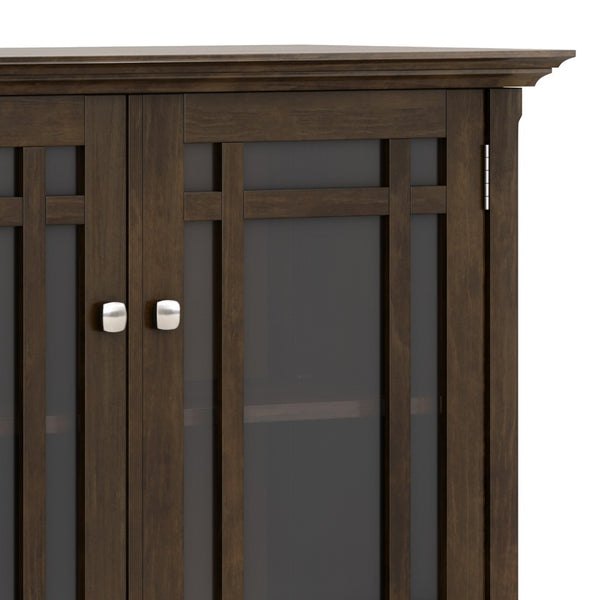 English Elm Bedford Solid Wood Buffet Cabinet with Glass Doors and Brushed Nickel Hardware B136P436037