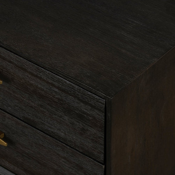 English Elm Baly Solid Acacia Wood Two Drawer Nightstand Mid-century Tapered Legs Bedroom B2736P464875