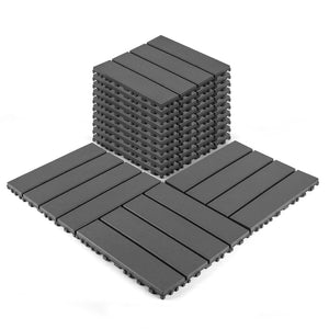 English Elm Plastic Interlocking Patio Tiles 44 Pack Waterproof Pp Snap Fit Outdoor Pool Deck W3022P251835