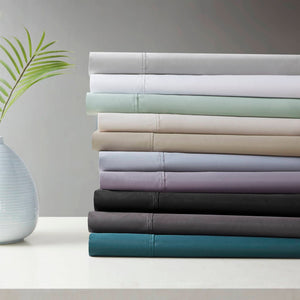English Elm 4-piece King Sateen Cotton Blend Sheet Set with Cooling Moisture Wicking Peached Finish B035P437455