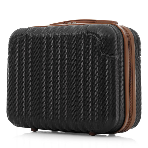 English Elm 6-piece Hardshell Abs Luggage Set with Spinner Wheels Tsa Lock and Scratch Resistant Shell Black Brown N730P354689B