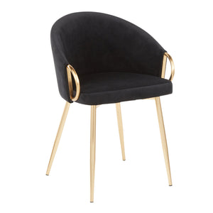 English Elm Claire Contemporary Glam Chairs Set Of 2 - Luxurious Black Velvet & Gold Metal Frame For Chic Decor B202S01351