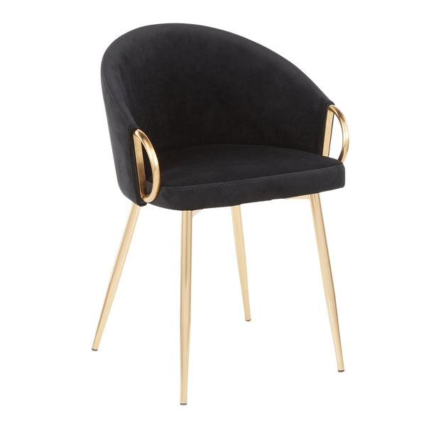 English Elm Claire Contemporary Glam Chairs Set Of 2 - Luxurious Black Velvet & Gold Metal Frame For Chic Decor B202S01351