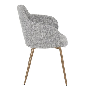 English Elm Boyne Contemporary Accent Chair with Padded Bucket Seat and Antique Copper Metal Legs, Set of 2 Grey B202S01177