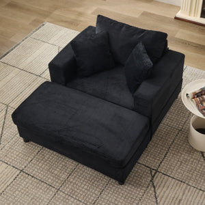 English Elm Chaise Lounge Chair With Removable Ottoman - Modern Upholstered Sofa Bed For Living Room & Bedroom Comfort W1170P353044
