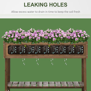 English Elm Outsunny 43In Raised Garden Bed With 8 Pockets & Bottom Shelf – Ergonomic Wooden Planter For Herbs & Veggies W2225P217235-GIGA