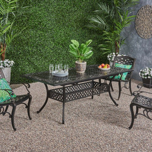 English Elm Christopher Knight Home® - PHOENIX Expandable Dining Table in Natural Copper Finish — Cast Aluminum, Lattice-Botanical Design, Extends to 84" for Outdoor Gatherings 64076.00