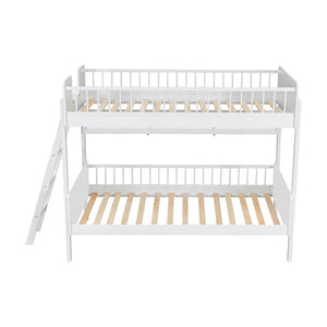 English Elm Twin Over Solid Wood Bunk Bed with Built in Shelves and Reversible Ladder N7090002224K