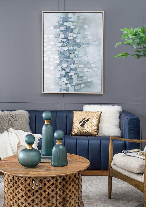 English Elm 47.2X35.4X1.5" Elegant Gray And Silver Abstract Landscape Oil Painting In Framed Modern Style W2078P313334