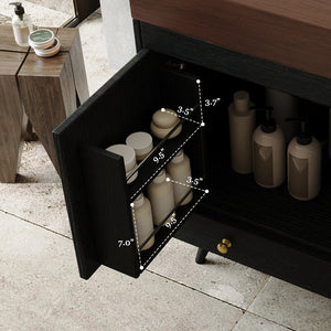 English Elm Contemporary Freestanding Bathroom Vanity Sintered Stone Top Ceramic Sink Storage Cabinet W3136S00060