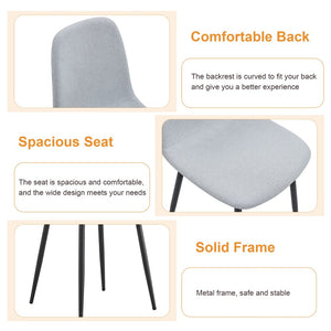 English Elm Table and Chair Set Modern Marble Glass Top with Gray Linen Seats for Dining Room W1151S04657