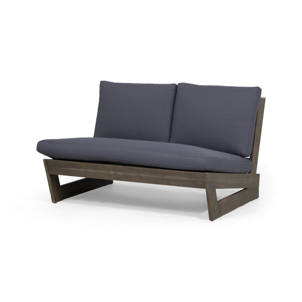 English Elm Christopher Knight Home® - SHERWOOD Loveseat with Acacia Wood Frame, Water-Resistant Cushions & Slatted Paneling for Patio Comfort and Durability DARK GREY 64868.00DGRY