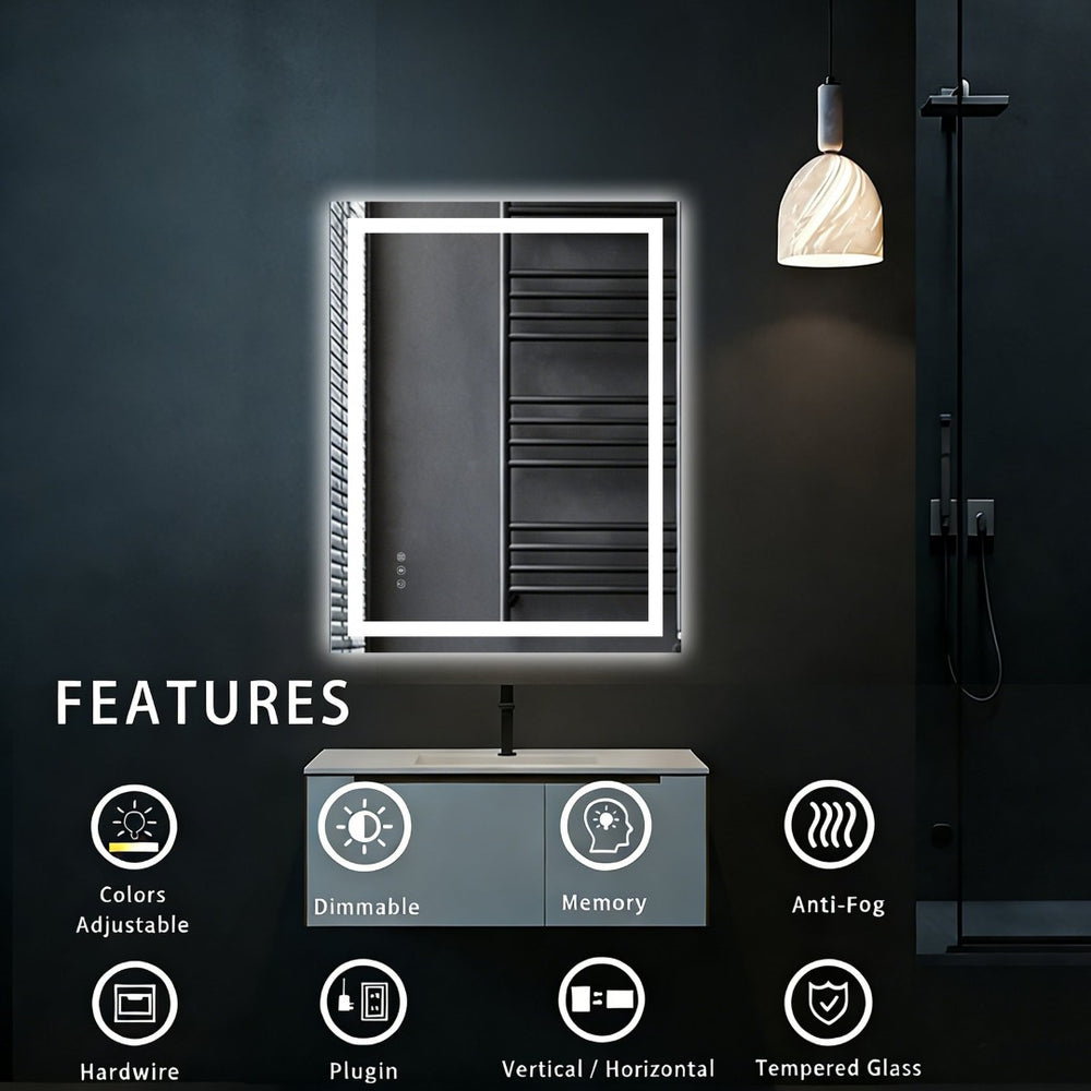 English Elm 28" X 36" Led Vanity Mirror Dual Front Back Lighting Anti-fog Dimmable Bathroom W1920P493133