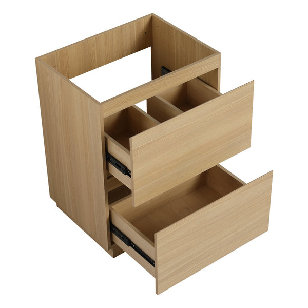 English Elm 24" Engineered Wood Bathroom Vanity with Dual Drawers, Freestanding Storage Cabinet, 24" x 18" x 35" Oak W1972P188241