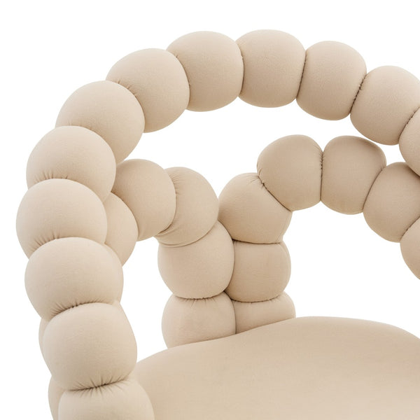 English Elm Set of Velvet Bubble Chair with Sculptural Linked Back and Rolling Caster Base for Office Beige,Gold W1512P491831