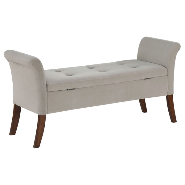 English Elm Pasley Velvet Button Tufted Rolled Arm Lift Top Storage Bench for Bedroom Entryway Beige B062P441161