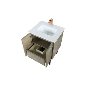 English Elm Rustic Acacia Bath Vanity 24" W With White Quartz Top & Rose Gold Faucet, Stylish Storage Solution B2731P259592-GIGA