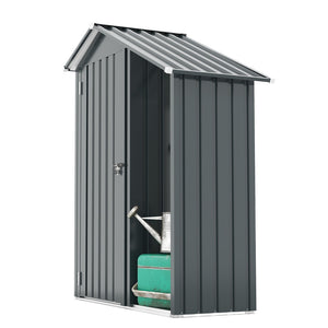 English Elm Campcraft Galvanized Steel Outdoor Storage Cabinet with Lockable Compartment and Firewood Rack W1598P382301