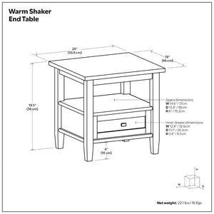 English Elm Warm Shaker Solid Wood End Table Distressed Blue Coastal Finish Bronze Hardware B136P420274