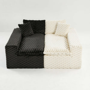 English Elm Luxury Color-Block Turtle Velvet Sofa - Modular Design For Stylish Living Spaces, Comfort For All! W3371S00045