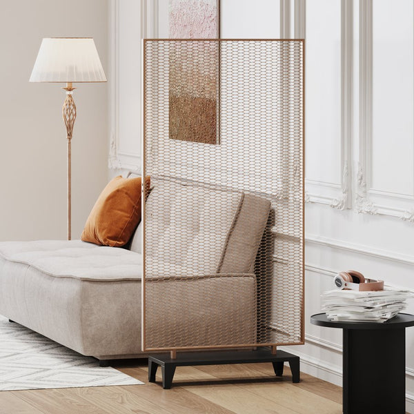 English Elm Christopher Knight Home® - STEEL Screen Divider Iron Room Partition – Gold Brushed Brown Mesh Panel, Modern Free-Standing Accent (33.5x32.5) 67262.00