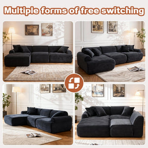 English Elm 105'' Modular Sectional with Washable Woven Cover Convertible L-shape Living Room Sofa W3565S00017