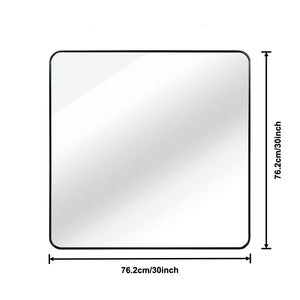 English Elm 30 Black 30 in x 30 in Square Bathroom Mirror with Anti-Rust Aluminum Frame, Shatterproof HD Glass, Easy Install W2203P310399