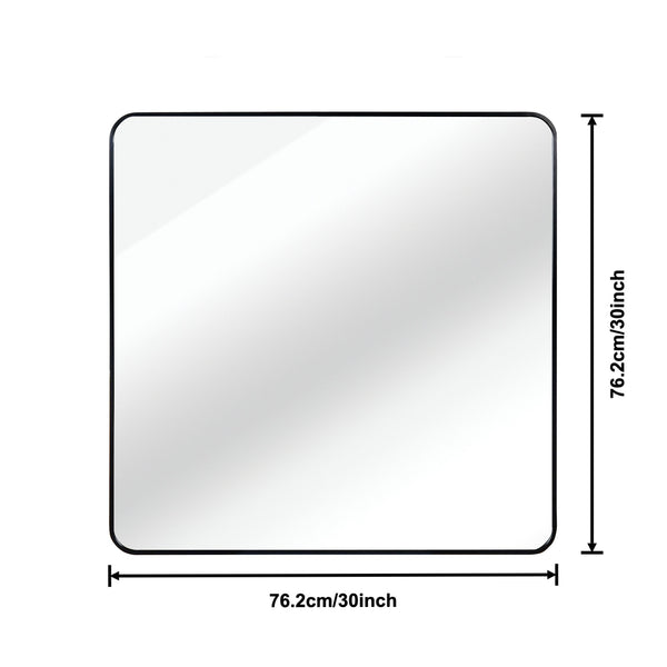 English Elm 30 Black 30 in x 30 in Square Bathroom Mirror with Anti-Rust Aluminum Frame, Shatterproof HD Glass, Easy Install W2203P310399