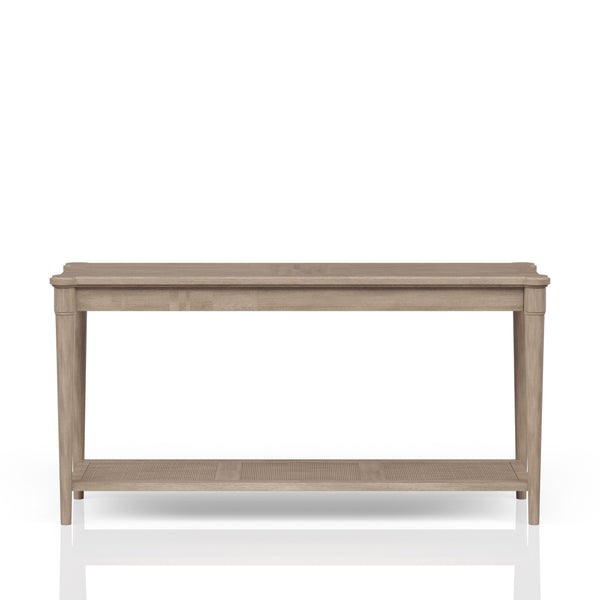 English Elm Sofa Sand Finish Console Table with Two Drawers and Lower Shelf, Solid Wood+MDF, Transitional Style B2699P218291
