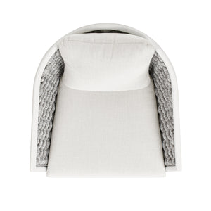 English Elm Jennifer Taylor Home - Rowan Optic White Rope Barrel Back Patio Arm Chairs Set of 2 — Aluminum Frame, Removable Cushions, Weather-Resistant Acrylic B2719P245980