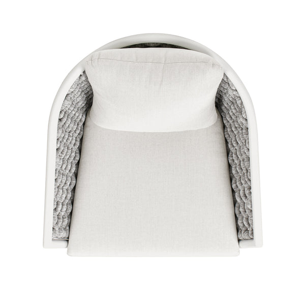 English Elm Jennifer Taylor Home - Rowan Optic White Rope Barrel Back Patio Arm Chairs Set of 2 — Aluminum Frame, Removable Cushions, Weather-Resistant Acrylic B2719P245980