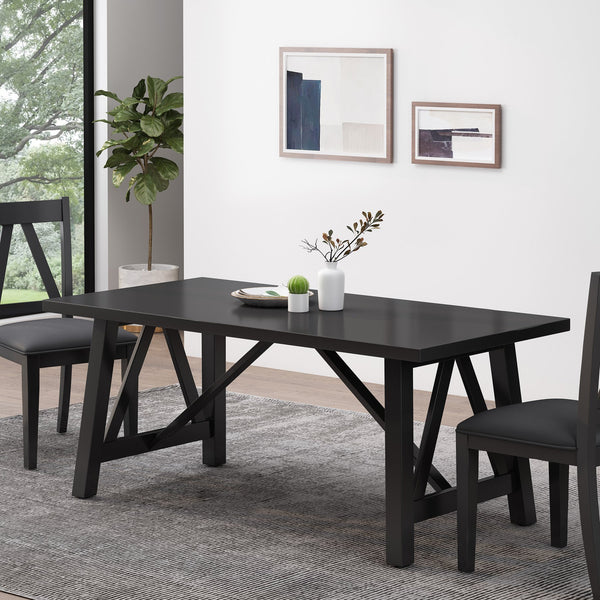 English Elm Christopher Knight Home® - DINING Table with Farmhouse Charm, Solid Rubberwood Frame, Wood-Look Top, 71" x 44.5" Spacious Design Matte Black 69001.00BLK