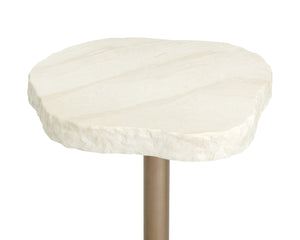 Sunpan DELMONT Bistro Table - Stylish 28" Faux Travertine Top with Antique Brass Base for Outdoor Elegance 112373