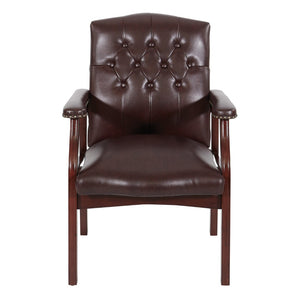 OSP Home Furnishings Traditional Tufted Vinyl Guest Chair with Brass Nailhead Trim for Office or Reception TV233-JT4