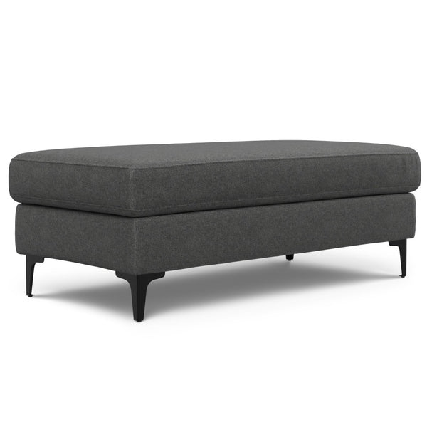 English Elm Ava Mid Century Upholstered Bench Ottoman with Powder Coated Legs for Living Room Gray B136P436945