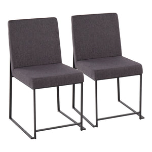 English Elm High Back Fuji Dining Chair Set Of 2 - Modern Charcoal Fabric & Black Steel For Versatile Comfort B202P223549