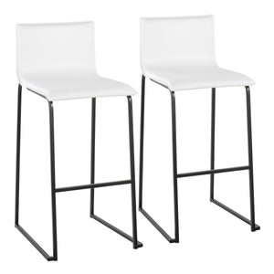 English Elm Mara Contemporary Barstool Set Of 2 In Black Steel & White Faux Leather - Stylish & Durable Seating B202P222236