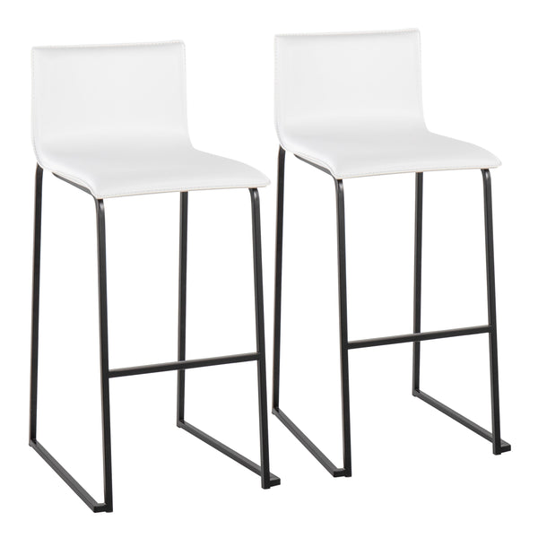 English Elm Mara Contemporary Barstool Set Of 2 In Black Steel & White Faux Leather - Stylish & Durable Seating B202P222236